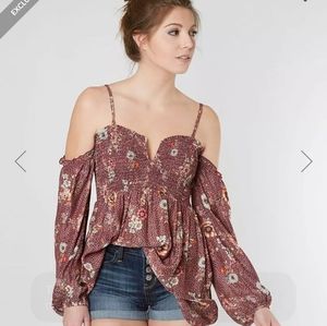 Gimmicks Floral Cold Shoulder Top